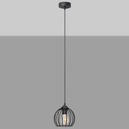Lestenec na vrvici MERCURE 1xE27/15W/230V premer 16 cm črna