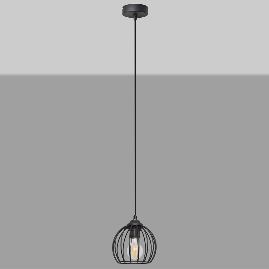 Lestenec na vrvici MERCURE 1xE27/15W/230V premer 16 cm črna