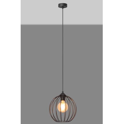 Lestenec na vrvici MERCURE 1xE27/15W/230V premer 24 cm črna