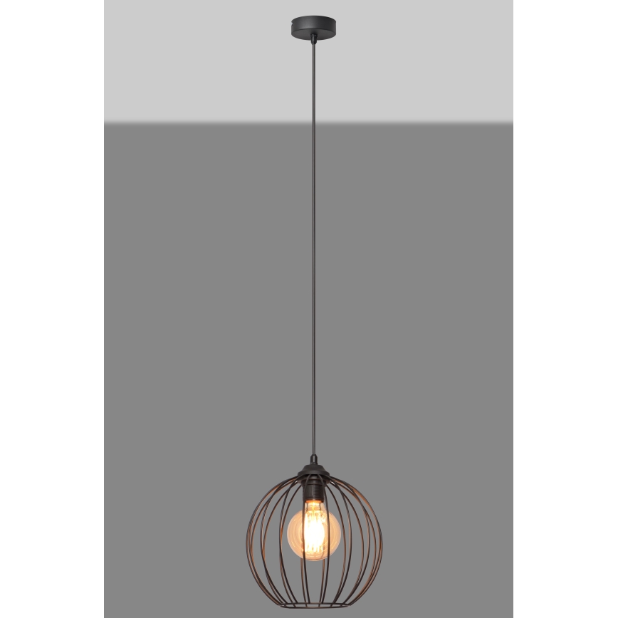 Lestenec na vrvici MERCURE 1xE27/15W/230V premer 24 cm črna