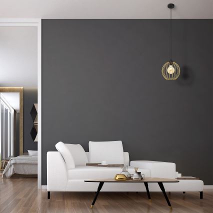 Lestenec na vrvici MERCURE 1xE27/15W/230V zlata/črna