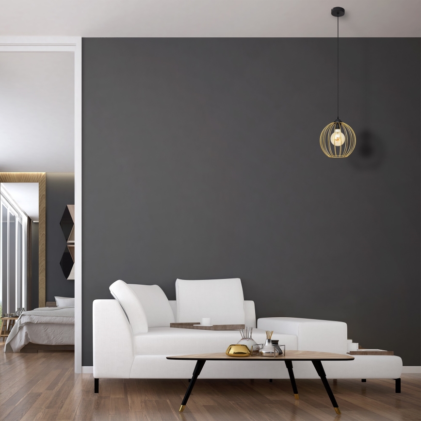 Lestenec na vrvici MERCURE 1xE27/15W/230V zlata/črna
