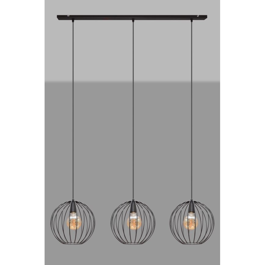 Lestenec na vrvici MERCURE 3xE27/15W/230V črna