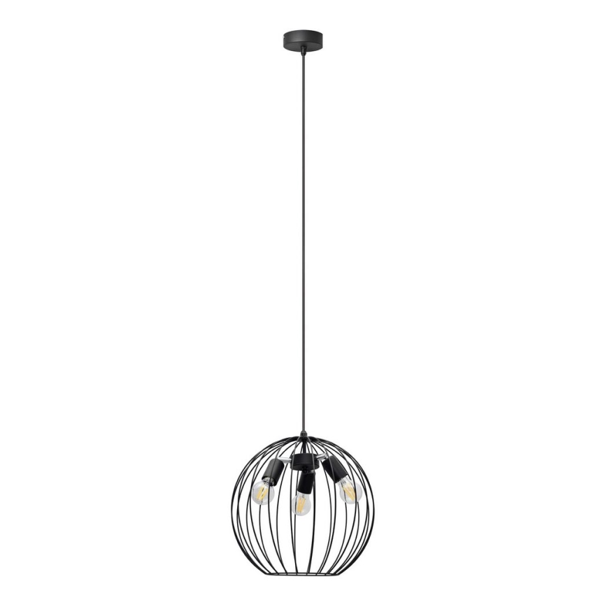 Lestenec na vrvici MERCURE 3xE27/15W/230V premer 40 cm črna