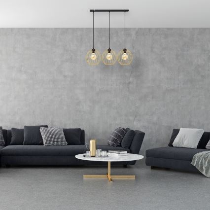 Lestenec na vrvici MERCURE 3xE27/15W/230V zlata/črna
