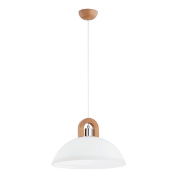 Lestenec na vrvici MIGOT 1xE27/15W/230V bež/sijajni krom