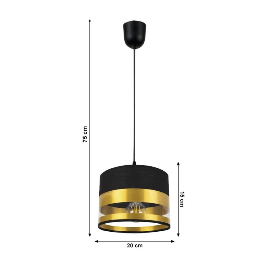 Lestenec na vrvici MILO 1xE27/60W/230V zlat/črn