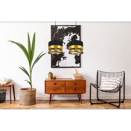 Lestenec na vrvici MILO 2xE27/60W/230V zlat/črn