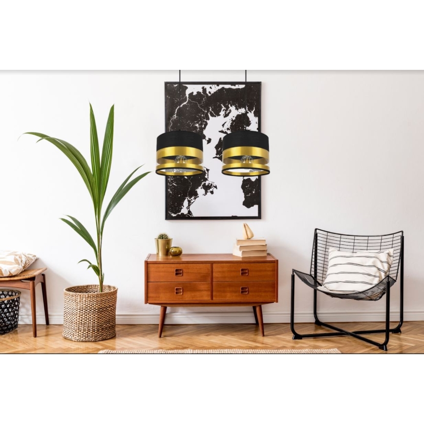 Lestenec na vrvici MILO 2xE27/60W/230V zlat/črn