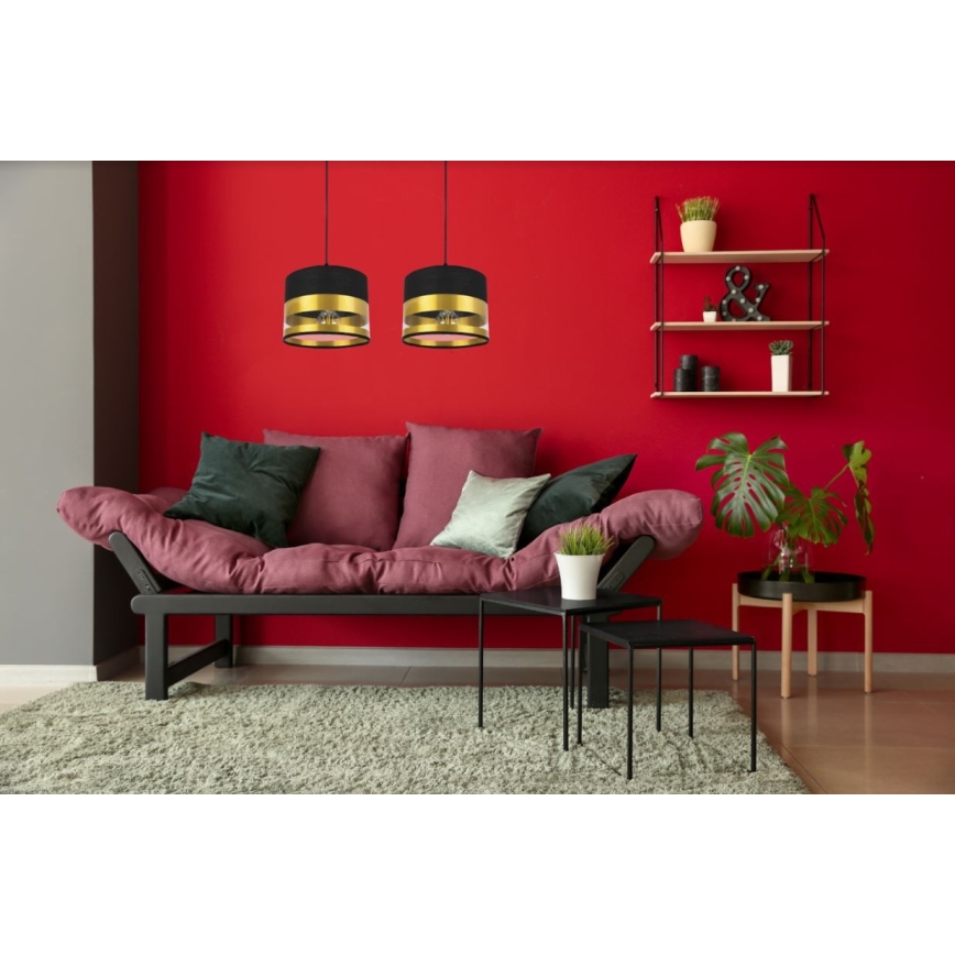 Lestenec na vrvici MILO 2xE27/60W/230V zlat/črn