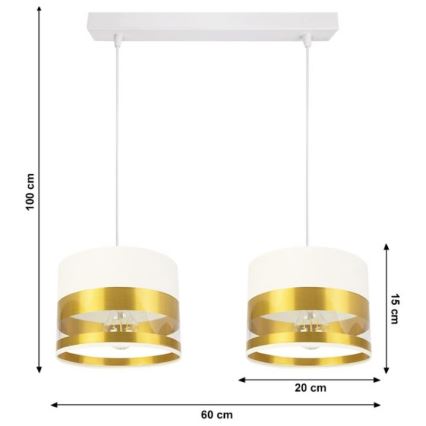 Lestenec na vrvici MILO 2xE27/60W/230V zlat