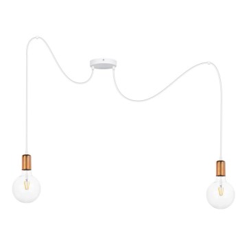 Lestenec na vrvici MIROS 2xE27/60W/230V bela/bakreno