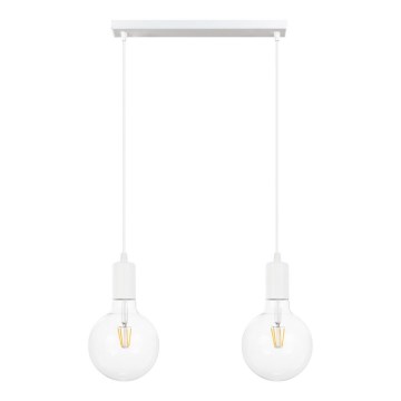 Lestenec na vrvici MIROS 2xE27/60W/230V bela