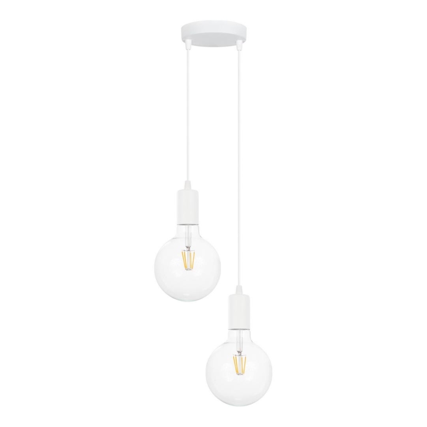 Lestenec na vrvici MIROS 2xE27/60W/230V okrogla bela