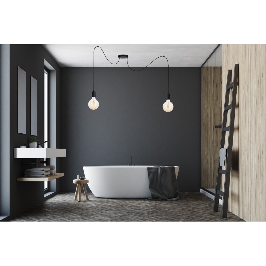 Lestenec na vrvici MIROS 2xE27/60W/230V spider črna