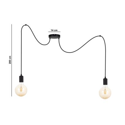 Lestenec na vrvici MIROS 2xE27/60W/230V spider črna