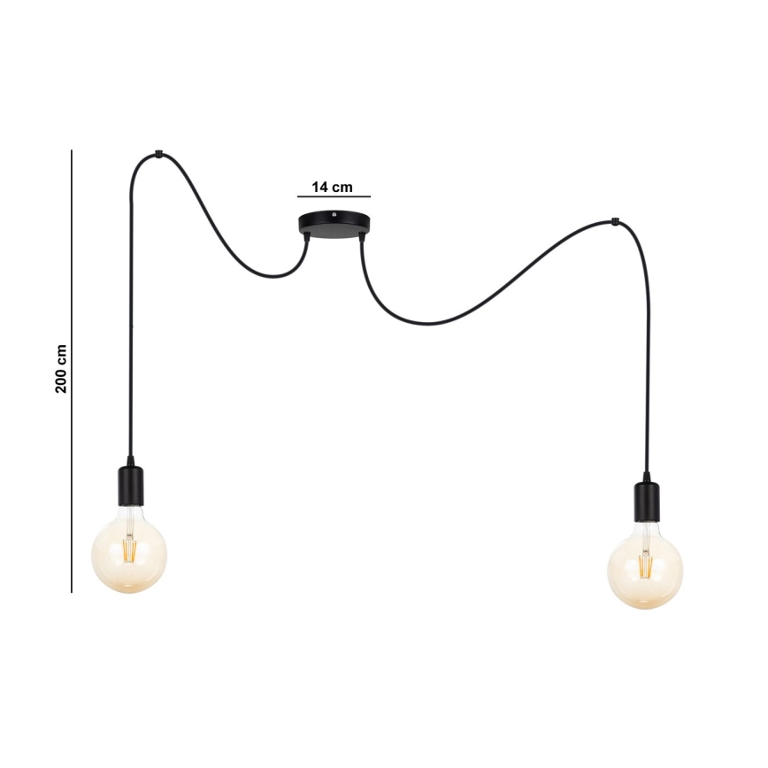 Lestenec na vrvici MIROS 2xE27/60W/230V spider črna