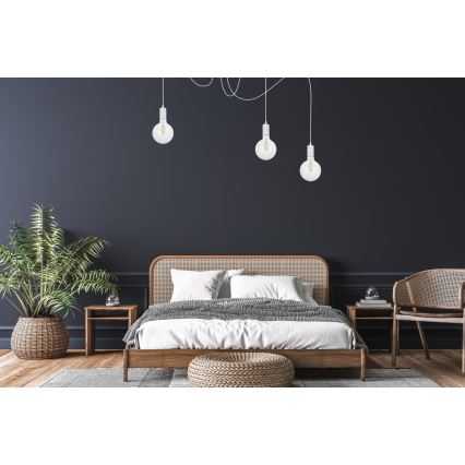 Lestenec na vrvici MIROS 3xE27/60W/230V spider bela