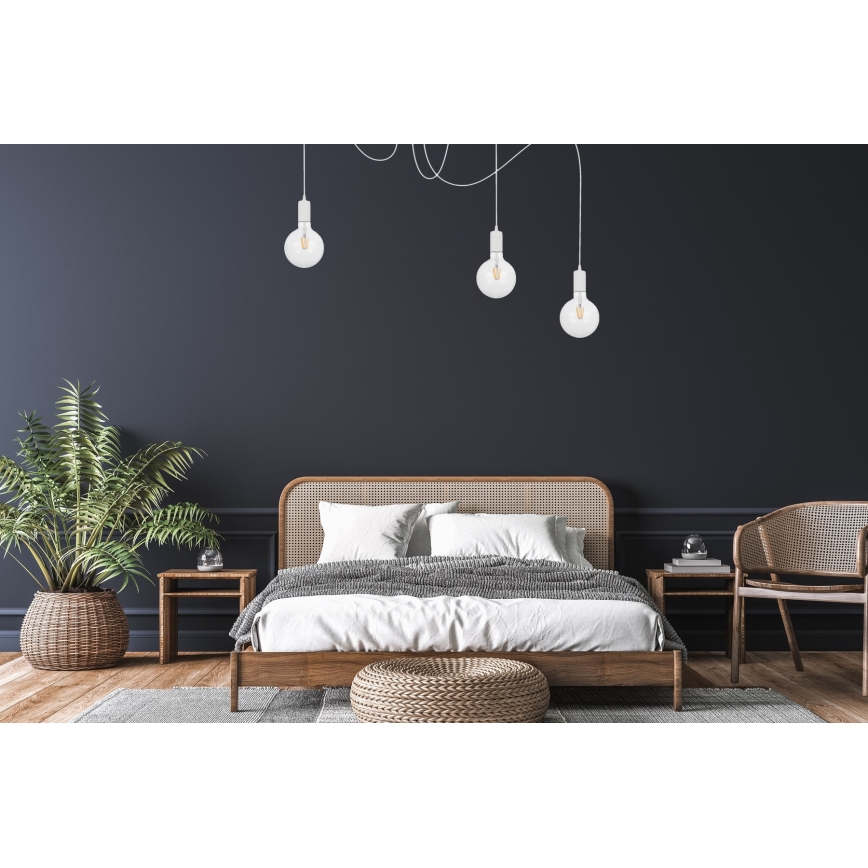 Lestenec na vrvici MIROS 3xE27/60W/230V spider bela