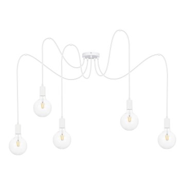 Lestenec na vrvici MIROS 5xE27/60W/230V spider bela