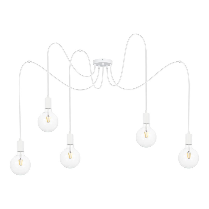 Lestenec na vrvici MIROS 5xE27/60W/230V spider bela