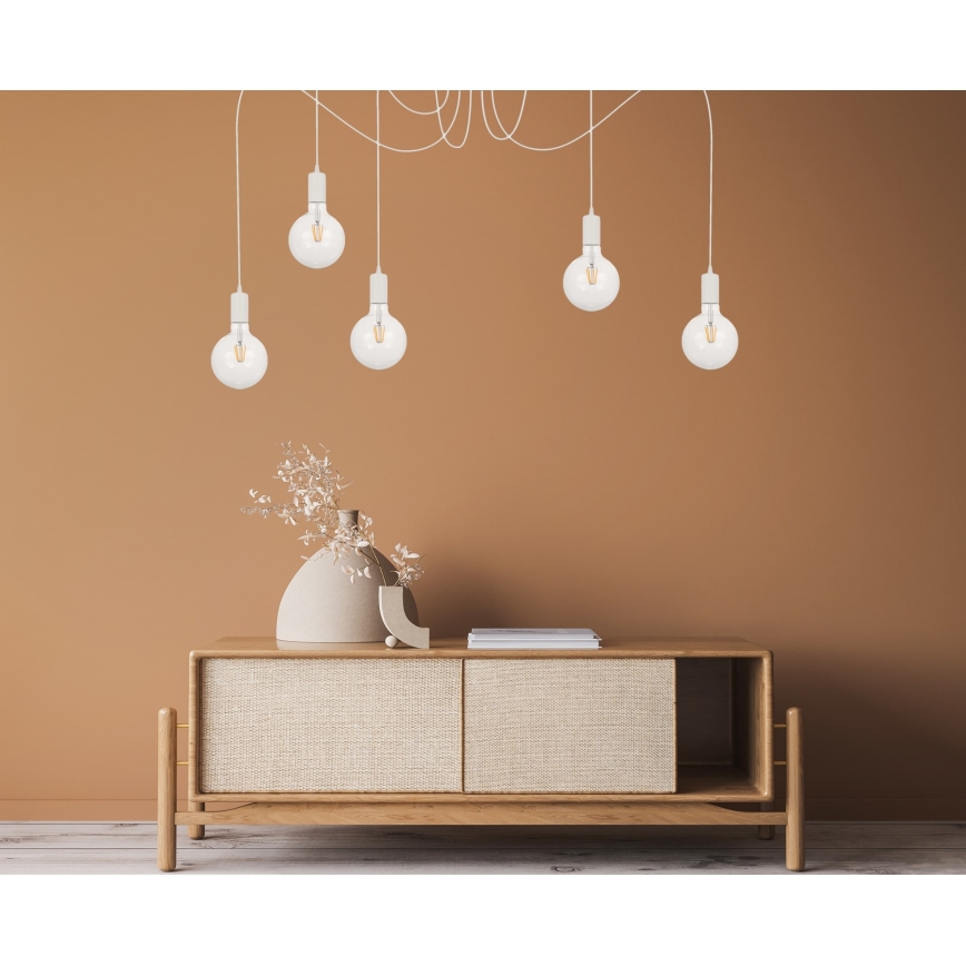 Lestenec na vrvici MIROS 5xE27/60W/230V spider bela