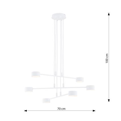 Lestenec na vrvici MODUS 6xGX53/10W/230V bela
