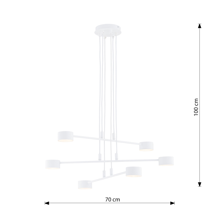 Lestenec na vrvici MODUS 6xGX53/10W/230V bela