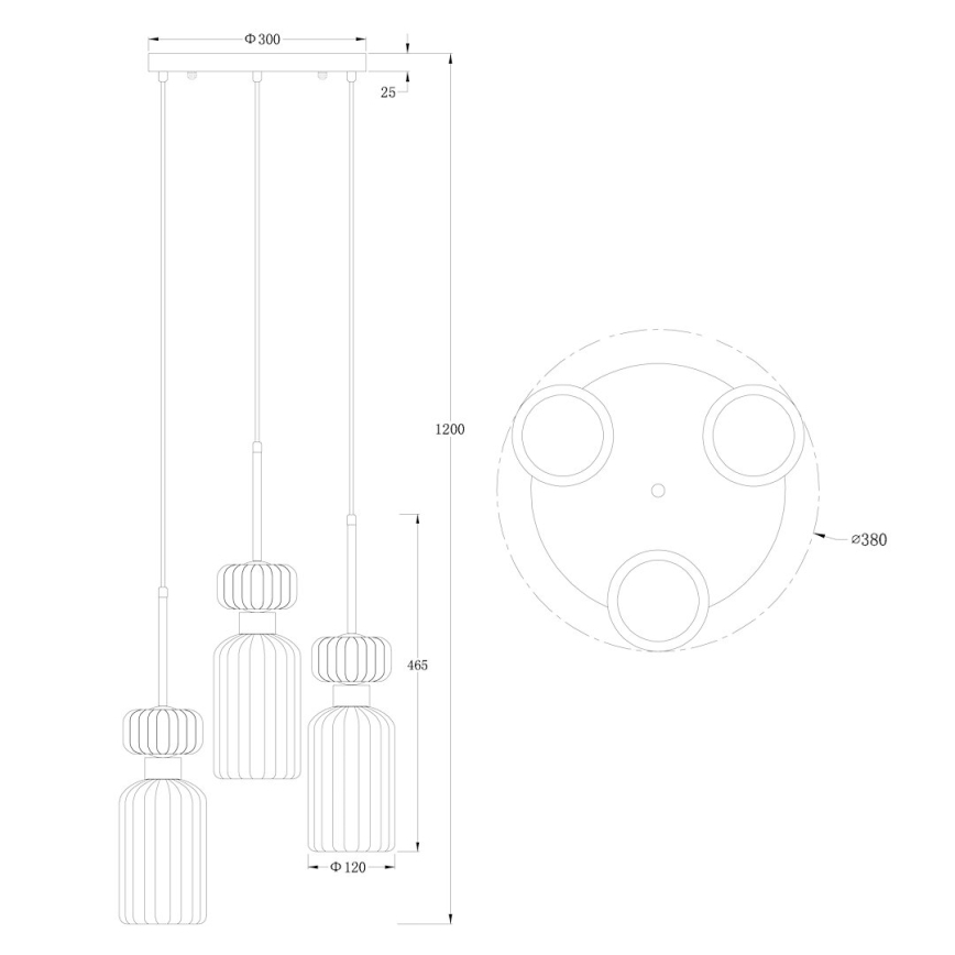 Lestenec na vrvici MOLLY 3xE14/40W/230V pr. 38 cm barven