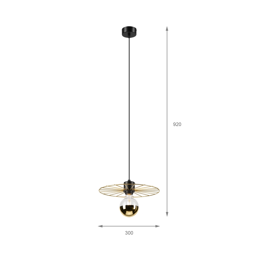 Lestenec na vrvici MONTANA 1xE27/15W/230V pr. 30 cm zlata/črna