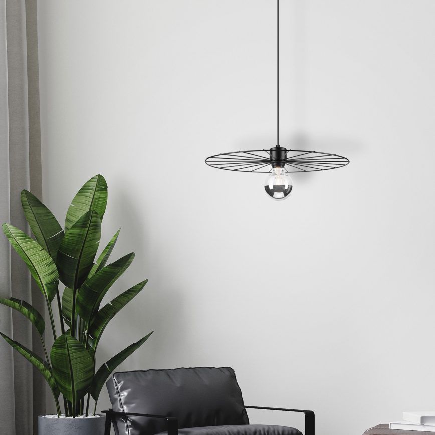 Lestenec na vrvici MONTANA 1xE27/15W/230V pr. 45 cm črna