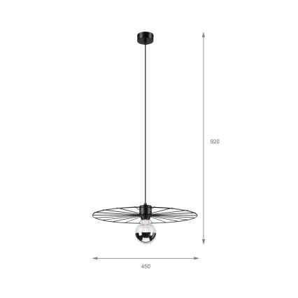 Lestenec na vrvici MONTANA 1xE27/15W/230V pr. 45 cm črna