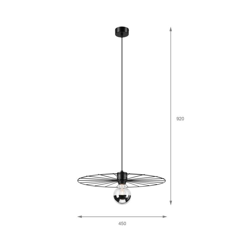 Lestenec na vrvici MONTANA 1xE27/15W/230V pr. 45 cm črna