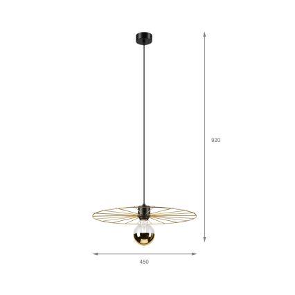 Lestenec na vrvici MONTANA 1xE27/15W/230V pr. 45 cm zlata/črna