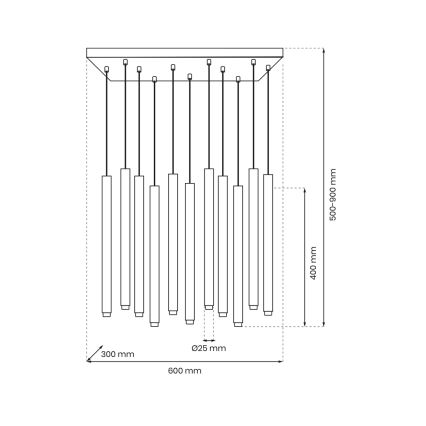 Lestenec na vrvici MONZA 11xG9/8W/230V črna