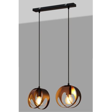 Lestenec na vrvici MOONLIGHT 2xE27/15W/230V črna/baker