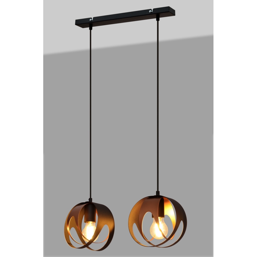 Lestenec na vrvici MOONLIGHT 2xE27/15W/230V črna/baker