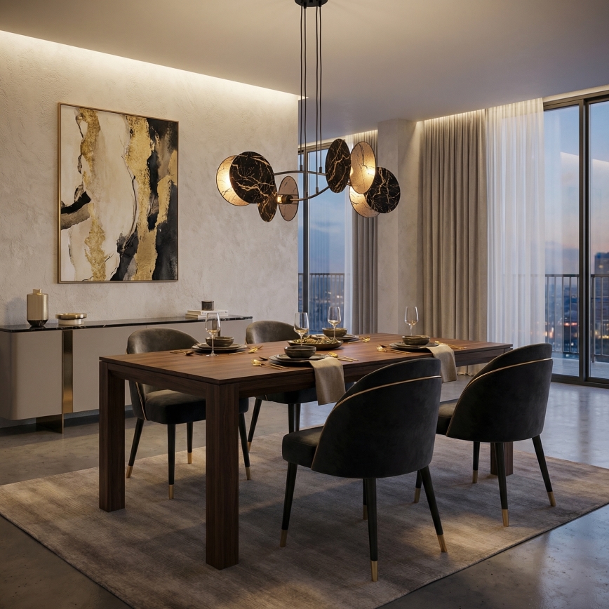 Lestenec na vrvici MOTIF 4xE27/15W/230V črna/zlata