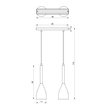Lestenec na vrvici MUZA 2xE27/60W/230V