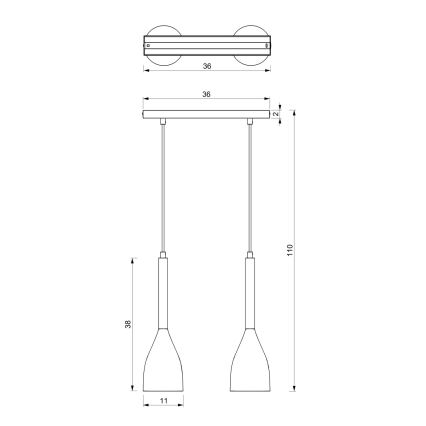 Lestenec na vrvici MUZA 2xE27/60W/230V