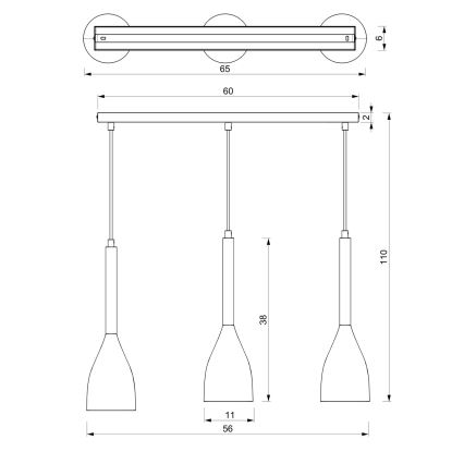 Lestenec na vrvici MUZA 3xE27/60W/230V