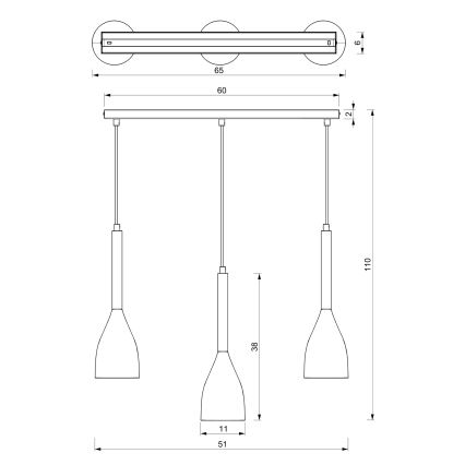 Lestenec na vrvici MUZA NEW 3xE27/60W/230V bel
