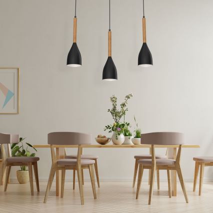 Lestenec na vrvici MUZA NEW 3xE27/60W/230V črn