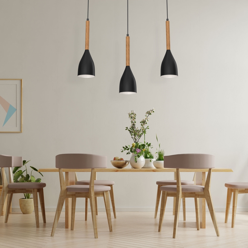 Lestenec na vrvici MUZA NEW 3xE27/60W/230V črn