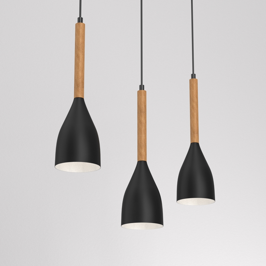 Lestenec na vrvici MUZA NEW 3xE27/60W/230V črn
