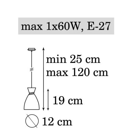 Lestenec na vrvici NAOMI 1xE27/60W/230V