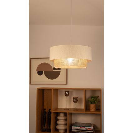 Lestenec na vrvici NATIA 1xE27/60W/230V, premer 45 cm, bela/rjava