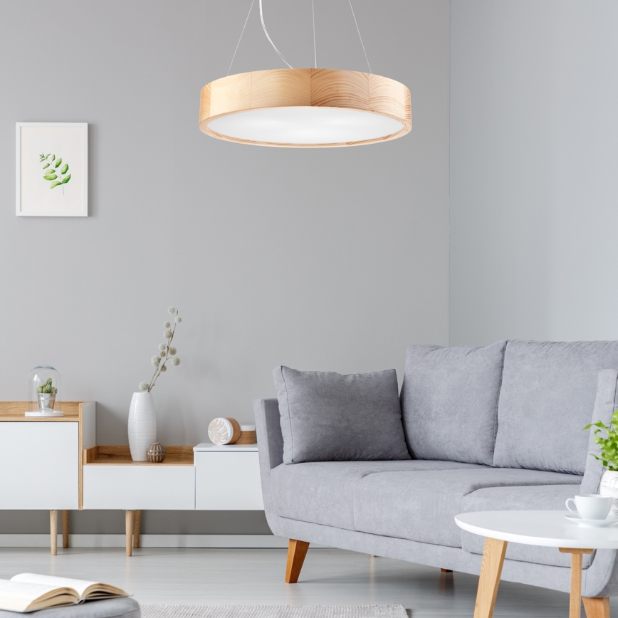 Lestenec na vrvici NATURAL 3xE27/60W/230V ø 47 cm bor