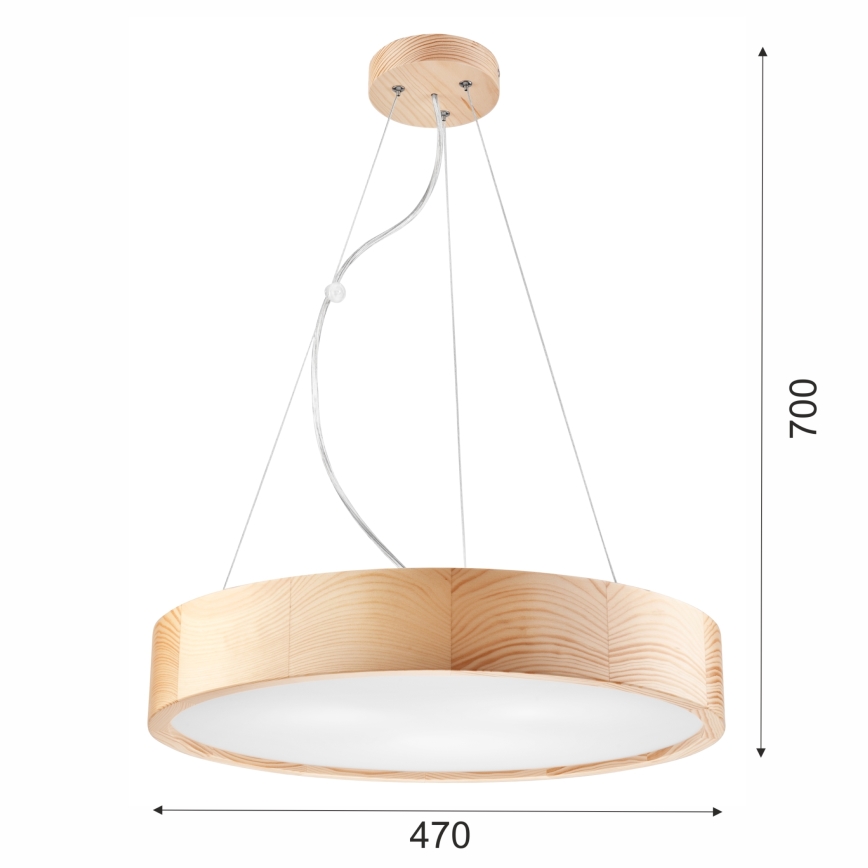 Lestenec na vrvici NATURAL 3xE27/60W/230V ø 47 cm bor
