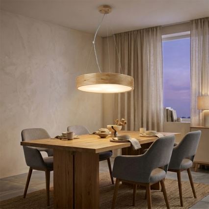 Lestenec na vrvici NATURAL MODERN 3xE27/15W/230V, premer 47,5 cm, iz borovca